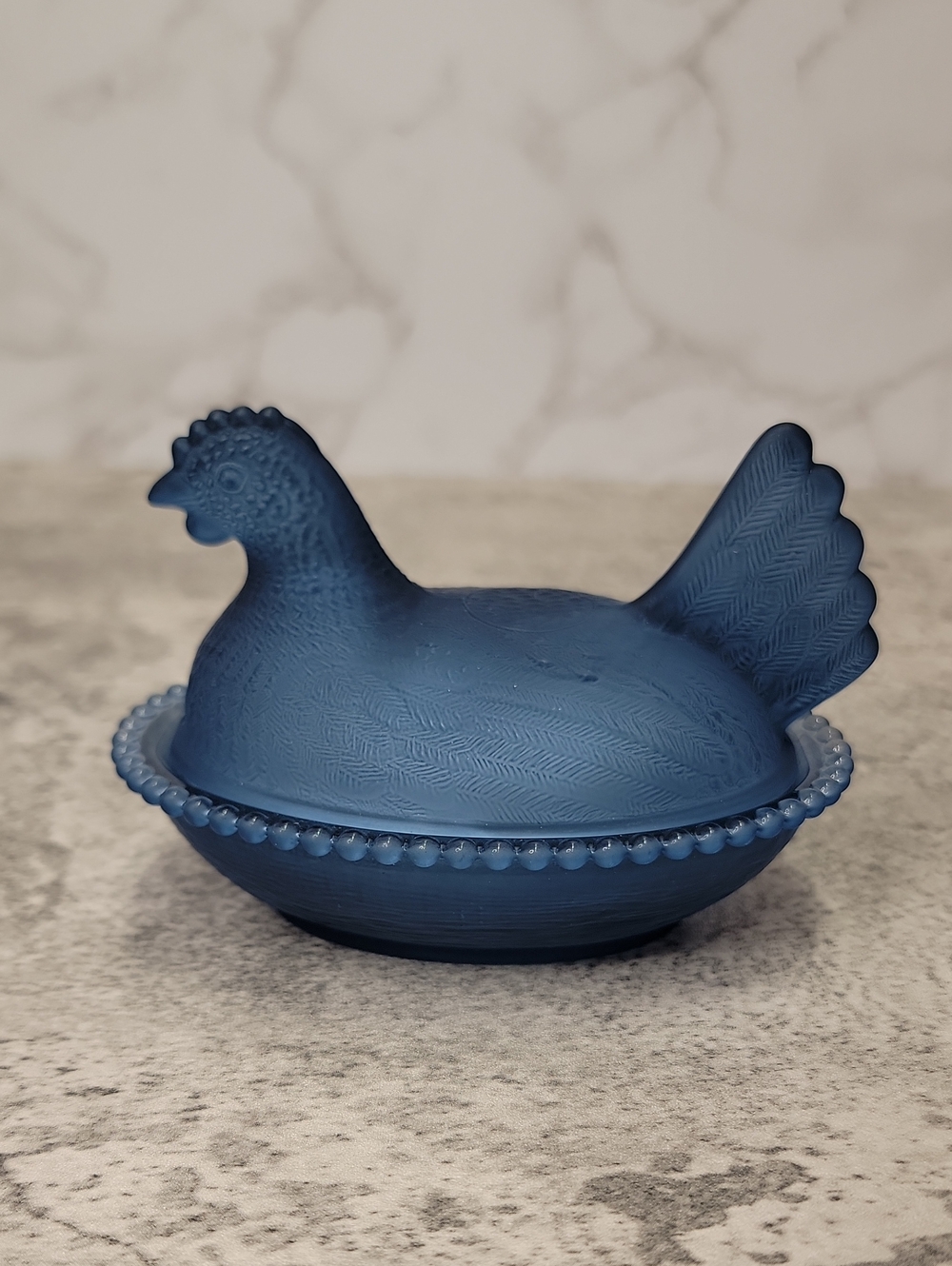 Blue Glass Hen on a nest HON